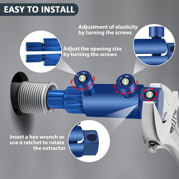 New Pipe Extractor Tool Pipe Nipple Extractor Set Pipe Remover Kit Broken Pipe Thread Remover Fits 1/2 inch to 1 inch Pipe Capacity Great Diy Gift for Men (Blue)