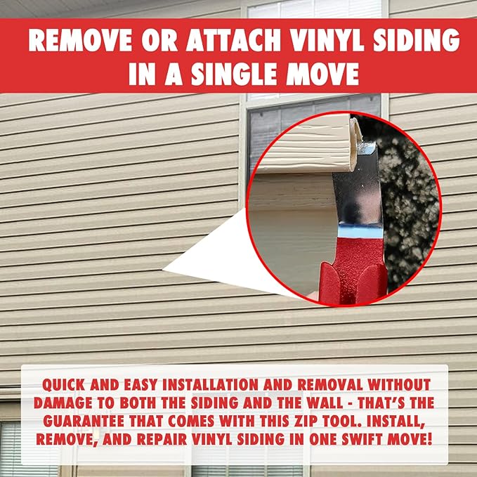 TonGass 7-Inch Vinyl Siding Removal Tool with Extra Long Handle, Steel Blade Vinyl Installation and Removal Tool, The Ultimate Vinyls Zip Tools, Avoid Damaging Vinyls Siding Tools - 1 Pack