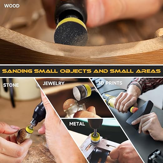 185 PCS 1 Inch Sanding Disc, GOH DODD Hook and Loop 60 to 10000 Grit Wet Dry Sandpaper Sand Paper with 1/8" 1/4" Shank, Backing Pad, Foam Sanding Pads for Auto Metal Glass Resin Wood Sanding