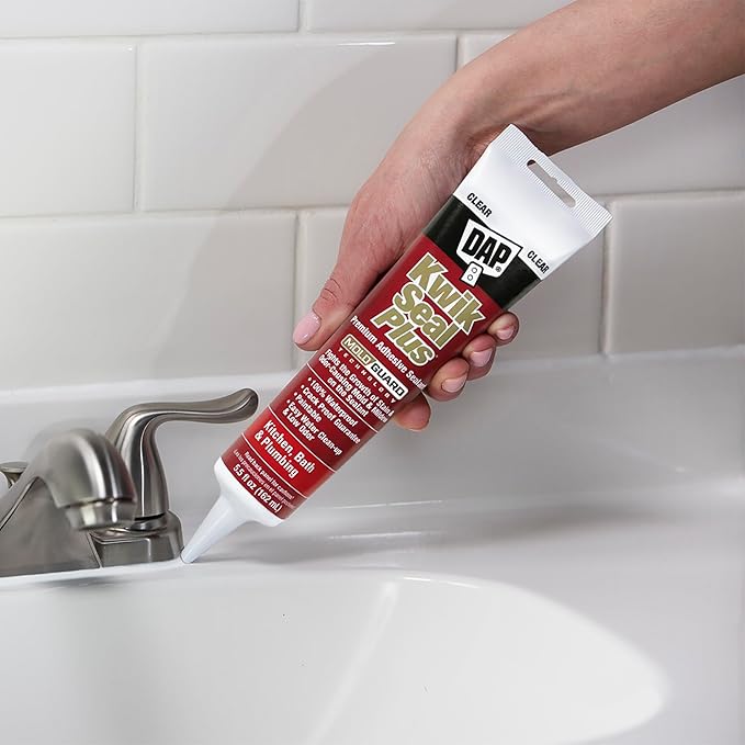 DAP Kwik Seal Plus Kitchen & Bath Adhesive Sealant, Clear, 5.5 Oz (7079818546)