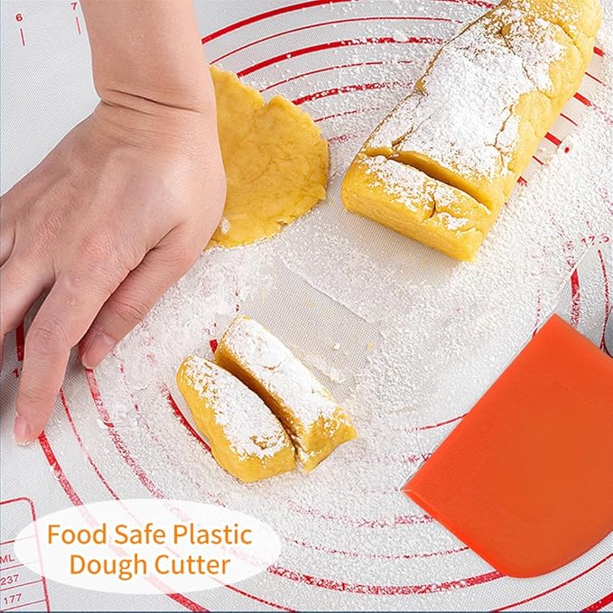 ALLTOP Dough Bowl Spatula & Bench Scraper, Multipurpose Kitchen Tool (2, White&Orange)