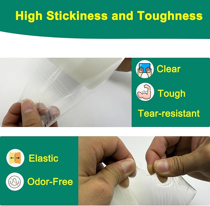 Greenhouse Repair Tape Clear, Heavy Duty Waterproof UV Resistant Sealing Tape for Plastic Film, Poly Sheeting and Garden Covering, 3.15INx65FT