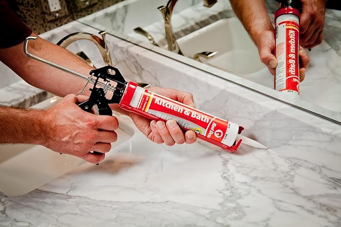 Red Devil 0885 Kitchen & Bath Low Odor Silicone Sealant, 2.8 Oz Squeeze Tube, Clear, Pack of 12
