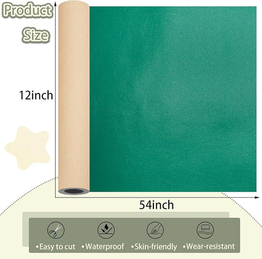 Leather Repair Patch for Furniture, 12×54 Inch Self Adhesive Leather Repair Tape, 1 Roll Vinyl Leather Repair Kit for Sofa Jackets Couches Handbags Kitchen Stools Luggage (Deep Green)