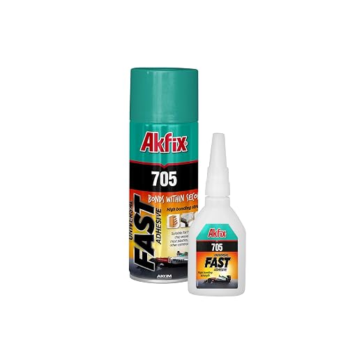 Akfix - GA055 705 Fast Adhesive CA Glue (0.7 oz.) with Activator (3.38 fl oz.) [Clear Super Glue Adhesive and Accelerator Spray]