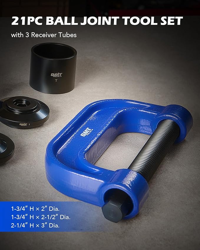 Orion Motor Tech Ball Joint Press Kit, 21pc Master Ball Joint Removal Tool, Upper and Lower Ball Joint Remover with C Frame, Heavy Duty Brake Anchor Pin U Joint Ball Joint Press Tool for 2WD 4WD Cars