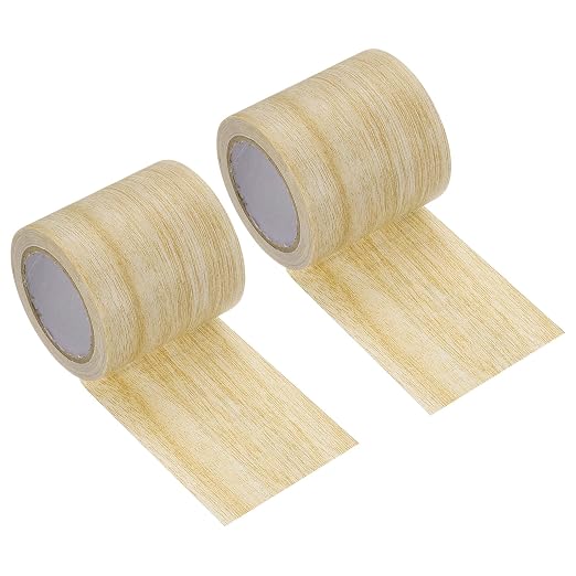 uxcell 2 Pcs Wood Grain Repair Tape, 2.2" x 15ft Self Adhesive Wood Grain Colored Duct Tape Waterproof Repair Patch for Furniture Floor Scratch Fix, Baseboards, DIY Decor, Light Yellow