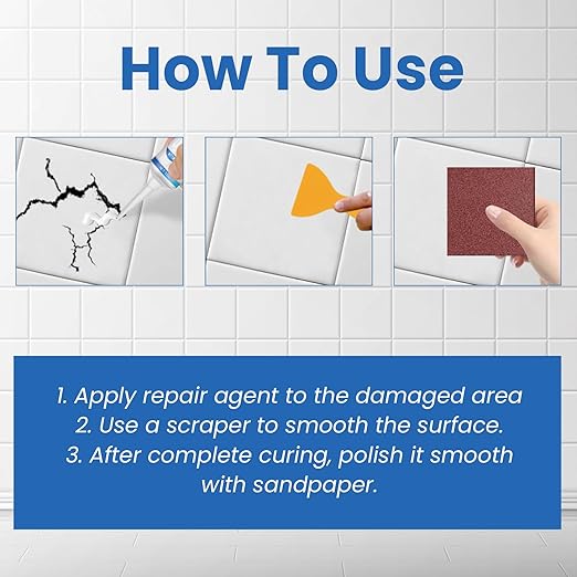 Quick Drying Ceramic Tile Repair Paste – Fast-Set Tile Crack Filler with Strong Adhesion, Easy Apply & Smooth Finish for Floor Tiles, Wall Tiles, Porcelain & Ceramics