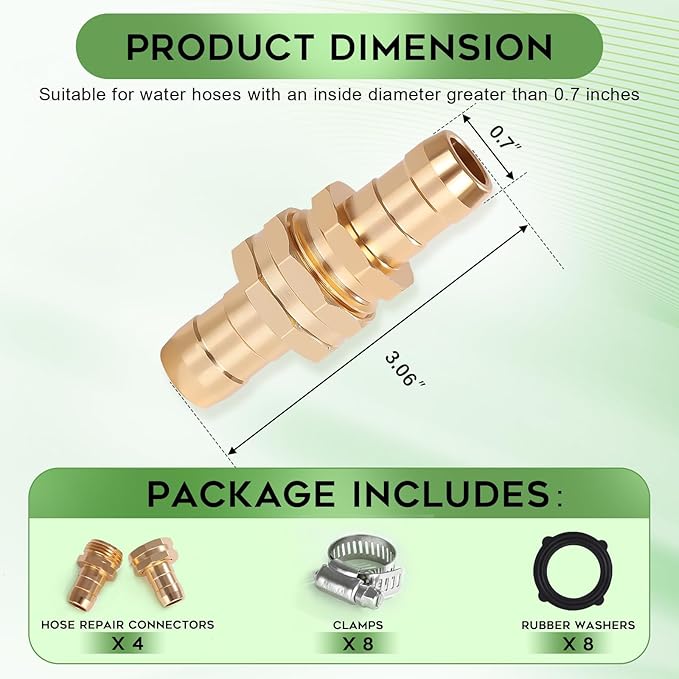 Dalmbox Garden Hose Quick Connector, 3/4" Male and Female Quick Release Garden Hose Connect Fittings With 6 Rubber Washers,6 sets