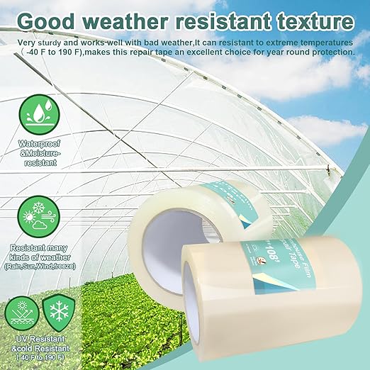 6Inch Heavy Duty Greenhouse Repair Tape 6.3Mil Thick 108Ft-UV & Waterproof PE Patch Tape for Large Cracks,Commercial Farm,Tarps-Instantly Fix Wide Holes & Tears