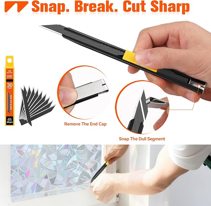 WRAPXPERT Window Film Tools, Window Privacy Film & Peel and Stick Wallpaper Tool Kit, 4-in-1 DIY Starter Set with Smoothing Squeegee, Utility Knife and Blades & 180ml Adjustable Spray Bottle