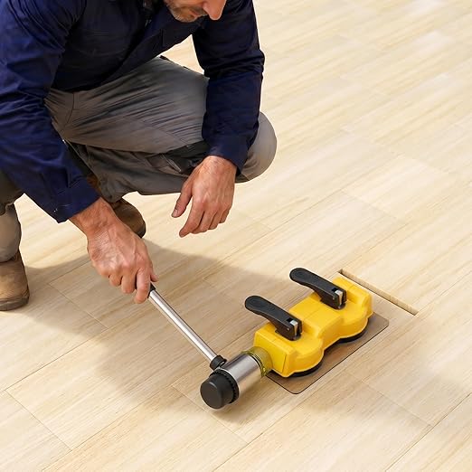 Floor Gap Fixer Tool Kit – 2-in-1 Double Sided Suction Cup with Hammer & 4 Pads for Laminate, Vinyl, Hardwood Floor Repair – Dual-Head Striking Tool for Tight Spaces(2pcs Suction Cups kit)