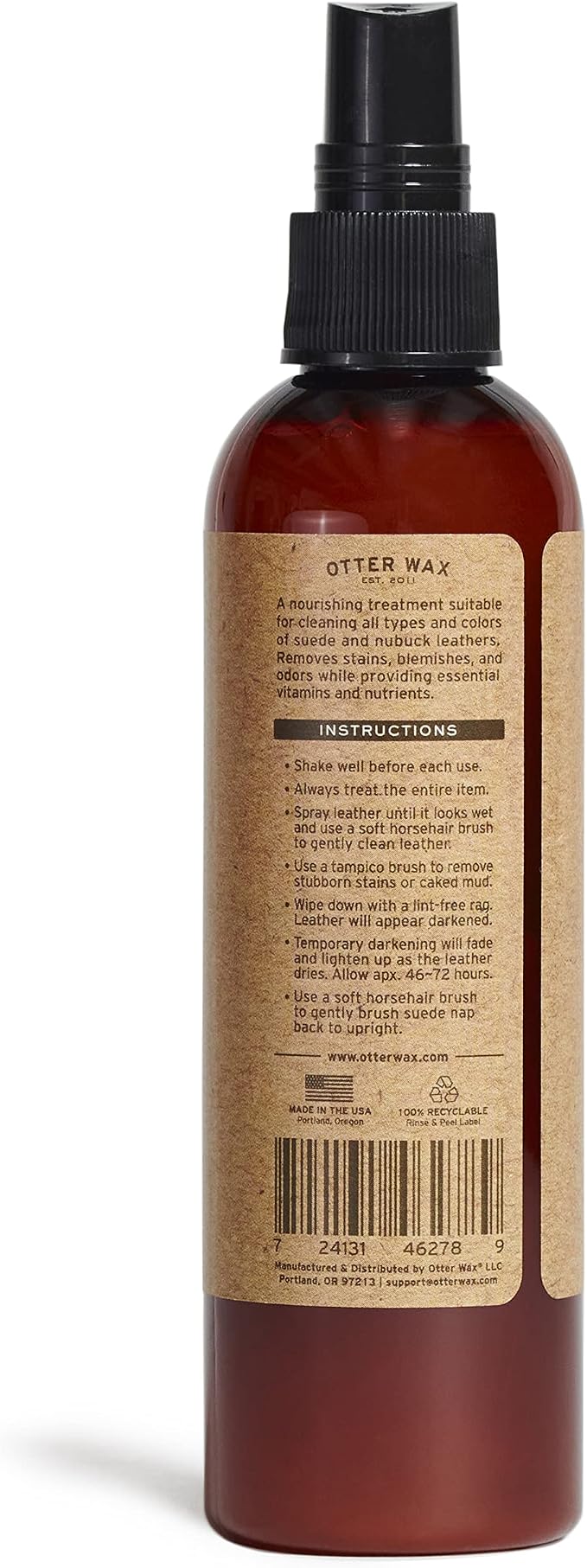 Otter Wax Conditioning Suede & Nubuck Cleaner | 5 oz | Leather Cleaner & Conditioner for Furniture, Boots, Hats, Shoes, Tack & Bags | All-Natural & PFAS-Free Treatment | Made in Portland USA