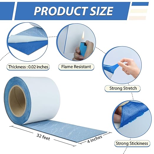 BXI Fluorocarbon Membrane Butyl Waterproof Tape, 4 Inch X 32 Feet Self-Adhesive Premium White Metal Roof Flashing Sealant, Leak Stop Patch Seam Sealer for Roofing, RV, Deck Joist, Window, Pipe Repair