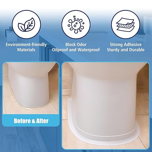 Waterproof Seal Caulk Strip Tape Self Adhesive for Sink Toilet Bathroom Wall Edge Bathtub Oil-Proof Caulking Sealing Tape 1.5" x 10.5' (W*L) 3Pcs Gray