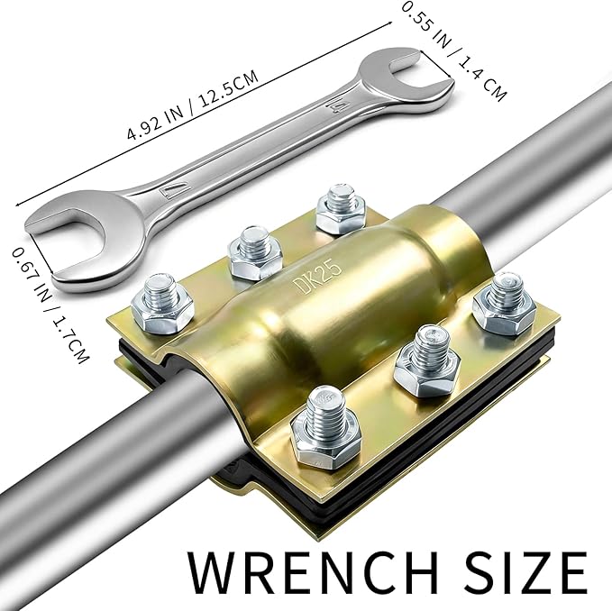 2 Pack Water Pipe Repair Clamps, Leak Sealer for 1.18 in Pipes and Plumbing, Pipe Fittings with Wrench for PVC/PE/PPR Pipes,Steel/Iron Pipes