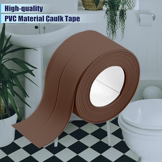 Waterproof Seal Caulk Strip Tape Self Adhesive for Sink Toilet Bathroom Wall Edge Bathtub Oil-Proof Caulking Sealing Tape 1.5" x 10.5' (W*L) 3Pcs Brown