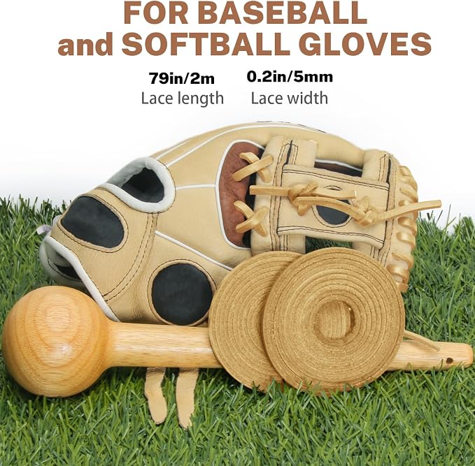 Softball Baseball Glove Lace, Mitt Lace Repair Kit Includes 2 Leather Laces and Lacing Needle for Catcher's Glove