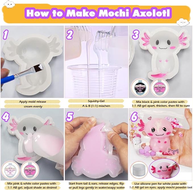 Taba Squishy Maker Big Axolotl Silicone Mold Gel Kits Pack