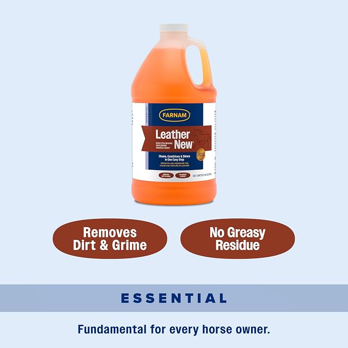 Farnam Leather New Easy-Polishing Glycerine Saddle Soap and Leather Saddle Cleaner, Protects and Preserves Leather, Cleans, Conditions and Polishes, 64 Oz.