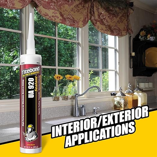 Titebond UA 920 Sealant, White – Urethane Acrylic Elastomeric Caulk, Crackproof & Flexible, UV Resistant, Paintable in 1 Hour, Interior & Exterior Use – 10.1 Oz, 87001