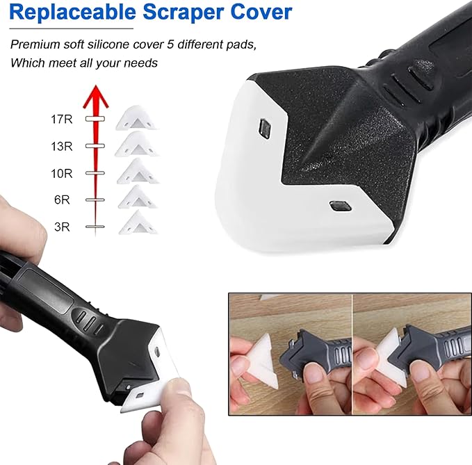 Silicone Caulking Tools - Sealant Finishing Tools Paste Removal Scraper, Caulk Remover, Glazing Corner Scraper, Rubber Handled Stainless Steel Knife