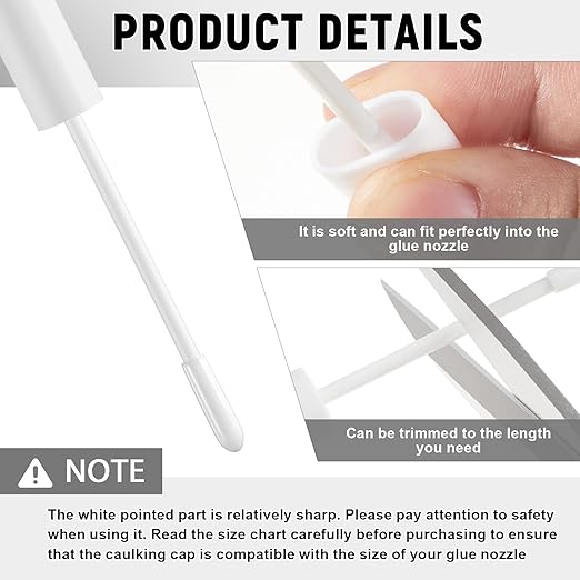 Gisafai 10 Pcs Caulk Tube Caps Reusable Caulk Saver Tube Sealer Caps Finishing Tool for Sealing and Preserving Open Universal Prevent Drying (White)