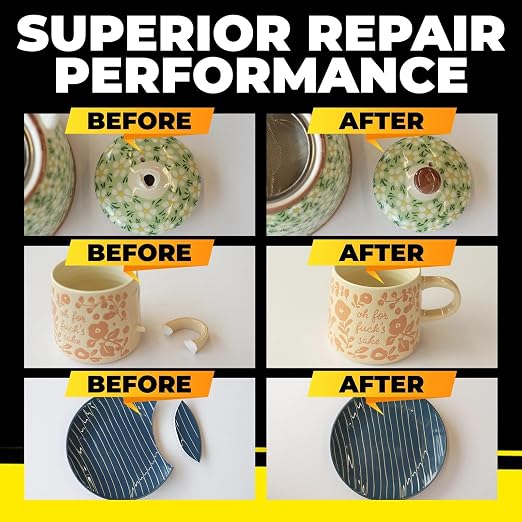 Super Glue for Ceramic, Thin Clear Liquid CA Glue for Pottery Porcelain, Fast Drying and Strong Bonding Superglue All Purpose Cyanoacrylate Adhesives for Ceramic Glass Metal Wood Leather Repairs