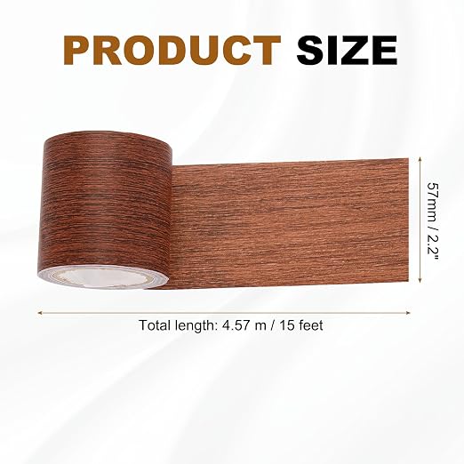 uxcell Wood Grain Repair Tape, 2.2" x 15ft Self Adhesive Wood Grain Colored Duct Tape Waterproof Repair Patch for Furniture Floor Scratch Fix, Baseboards, DIY Decor, Wine Red
