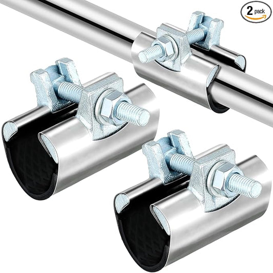 Tandefio 2 Pcs IPS Pipe Repair Clamp 304 Stainless Steel Pipe Clamp Patching and Repairing Leaky 3 Inch Length Suitable for Coppe Galvanized Steel(1 Inch)