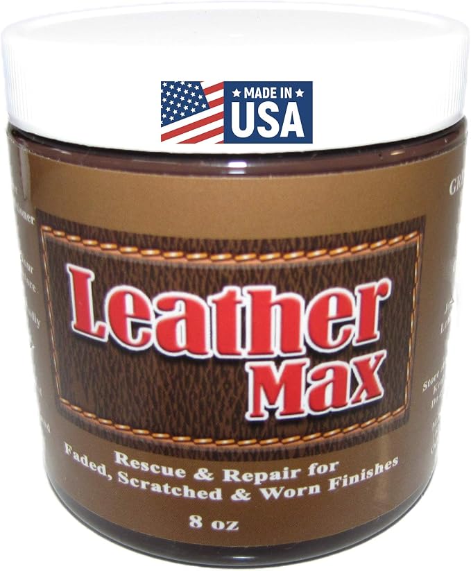 Leather Max Large Project 8 Ounce Jar Refinish For Your Furniture, Jacket, Sofa or Car Seat, Super Easy Instructions, Restore Any Material, Bonded, Pleather, Genuine (Dark Grey)