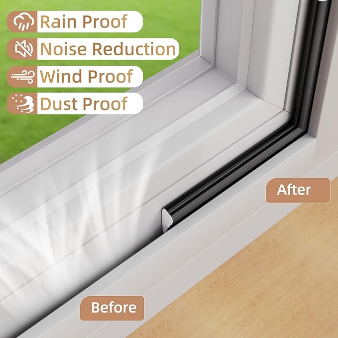 KNEELISA 196” Wedge-Shape Foam Window Weather Stripping Door Seal Strip,Soundproofing Frame Insulation Tape for Exterior Front Door,Noise Cancelling Window Inserts,Door Gap Filler Light Blocker,Black
