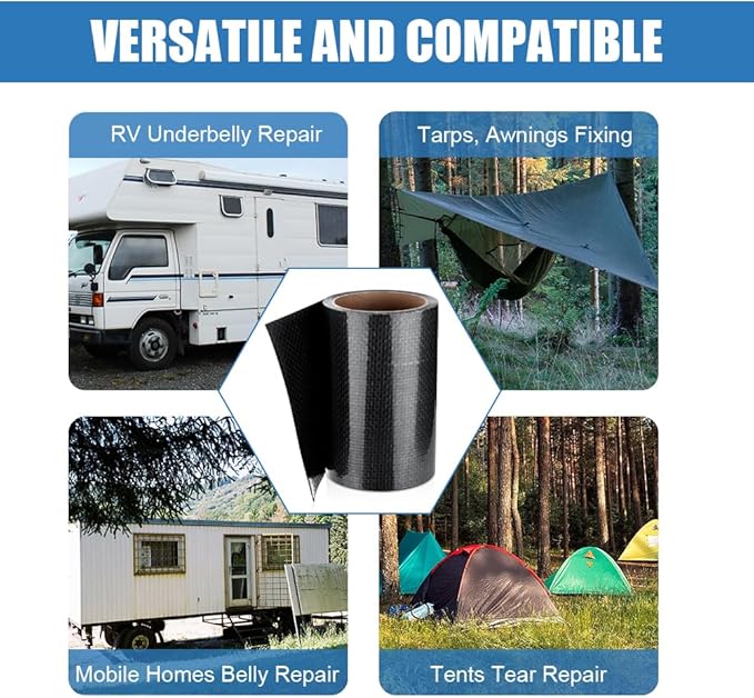 Ramkle RV Underbelly Tape, 6" x 20' RV Underbelly Material, Waterproof Tape with Permanent Sealing Adhesive for RV, Camper Travel Trailer, Mobile Home, Tear Repair Patch