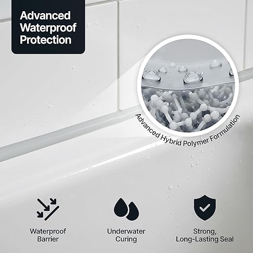 Light Gray Construction Sealant & Adhesive All-in-One Hybrid Polymer | Superior to Silicone Bathroom Caulk Sealant | Waterproof, Odorless, Paintable Caulk | Kitchen Bathroom Outdoor 300 ml 1 Pack