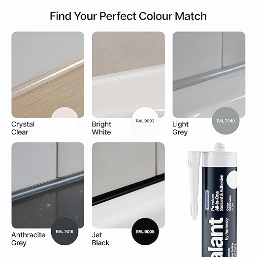 Bright White Construction Sealant & Adhesive All-in-One Hybrid Polymer | Superior to Silicone Bathroom Caulk Sealant | Waterproof, Odorless, Paintable Caulk | Kitchen Bathroom Outdoor 300 ml 1 Pack