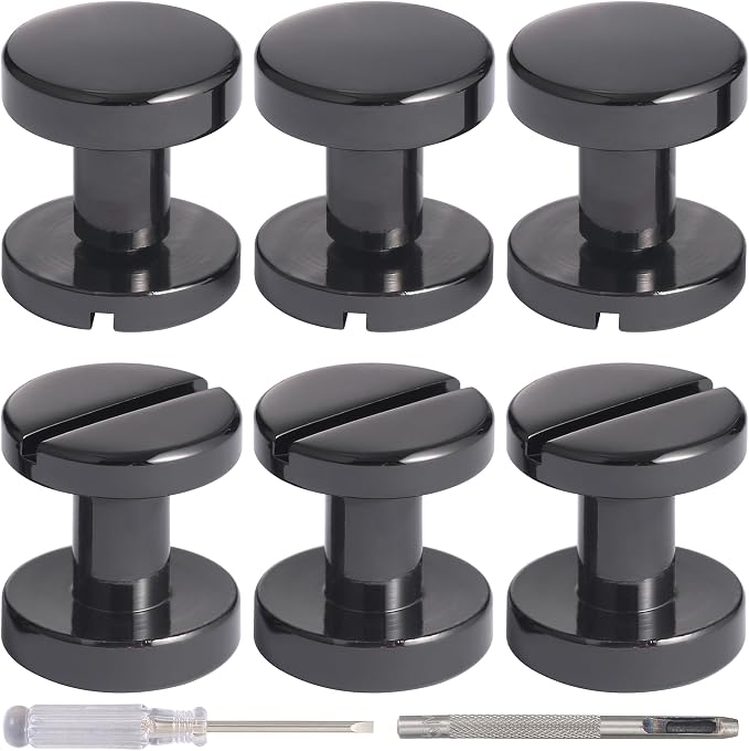 Notgia 6 Sets 10x6MM Brass Chicago Screws Rivets for Leather Binding Screws Studs Purse Hardware Spikes and Studs for Repair Decorate Clothing Shoes Belt Collar Leather Craft (Gun Metal)
