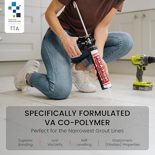 The Original Fix-A-Floor Loose Tile Repair Adhesive - Tile, Porcelain, Ceramic, Marble, Stone & Wood. Custom Tip for All Grout Sizes - Pack of 2 *for Best Results Use The Proven Power of a Caulk Gun*