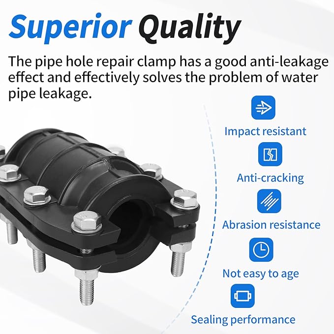 Pipe Repair Clamp Leak Water Sealer, 1 1/4 Inch Water Pipe Clamp Repair Kit, for Emergency Pipe Repair of Plastic and Metal Pipes OD 32MM