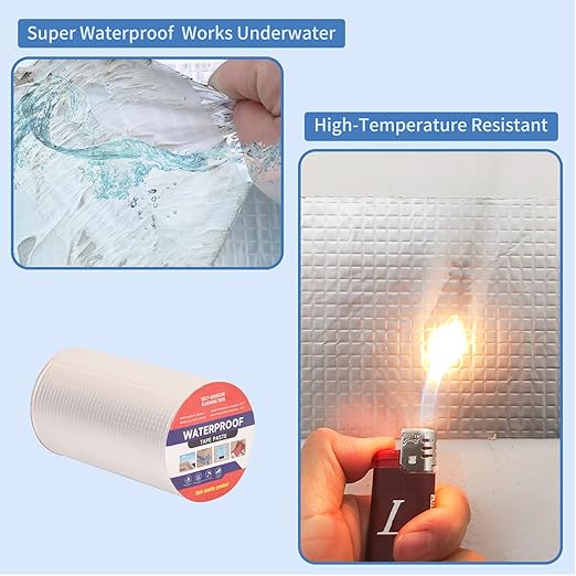 8" W X 16.4'L Waterproof Tape for Leaks Aluminum Butyl Tape with Adhesive for RV Repair, Glass Repairs, Air Mattress Patch, Window Caulking, Boat Sealing, Roof Patching