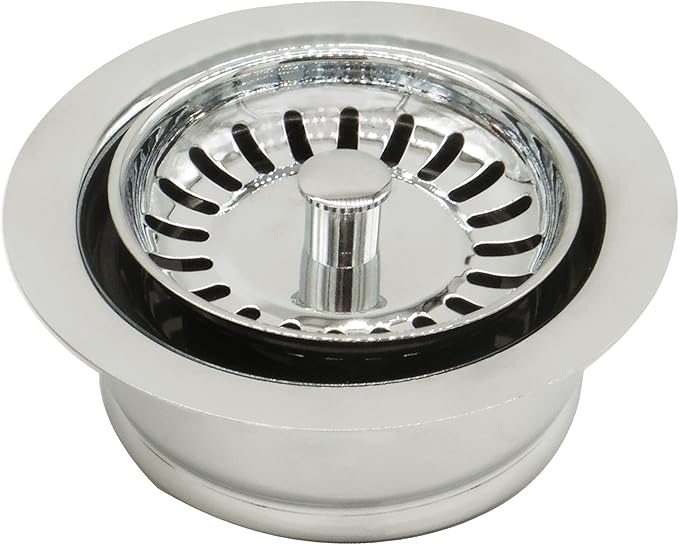 Westbrass CO2165S-05 COMBO PACK 3-1/2" Post Style Large Kitchen Sink Basket Strainer and Waste DisposalDrain Flange with Basket Strainer, Polished Nickel