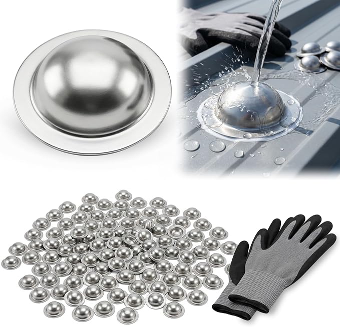 Stainless Steel Roofing Screw Caps for Roof Leak Repair, Directly Cover Existing Screw Heads, for Outdoor Roof Siding Garages Patios, 100 Pcs