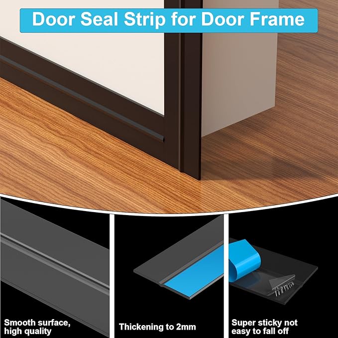 Thickened Weather Stripping Door Seal, Gap Seal for Frame and Gaps Draft Stopper,Glass Shower Door Sweep, Black, 20 Feet x 1 Inch