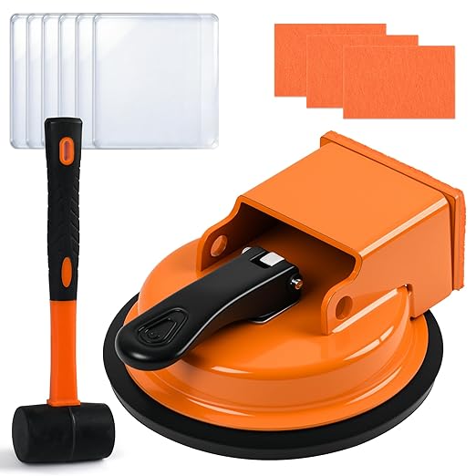 Floor Gap Repair Tool,Equipped with 6 Adhesive Pads and 3 Cushion Pads,Suitable for Surface Smoothing of Vinyl,Wood, Tiles,Tile and Laminate Flooring (Floor Gap Fixer Tool+Hammer)