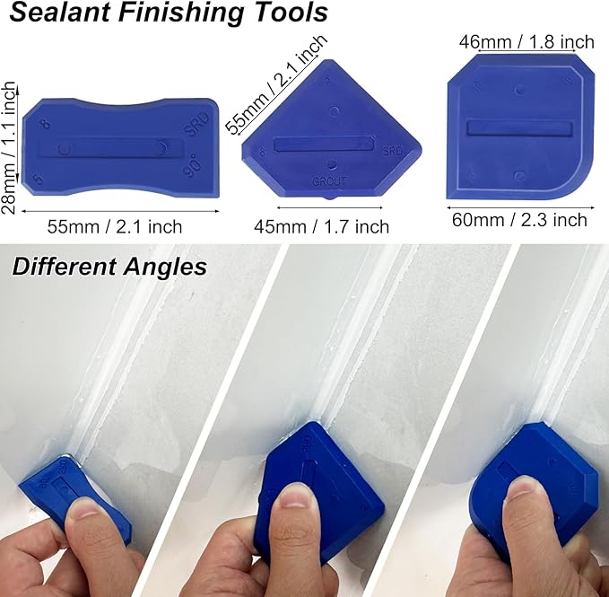 Caulking Tool Kit with Sealant Finishing Tools,Grout Sealing Silicone Smoother Caulk Application Tool for Kitchen Bathroom Floor Window Sink Joint Toilet,11 Piece Set