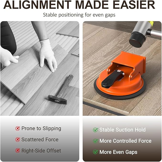 Floor Gap Fixer Tool, Heavy Duty Vacuum Suction Floor Gap Repair Kit for Hardwood, Laminate, Engineered Wood, No Scratch DIY Closing Tool