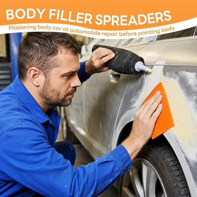 15 PCS Body Filler Spreaders, 4, 5, 6 Inch Multi-Purpose Automotive Body Paint Repair Scraper, 3 Sizes Reusable Hard Plastic Spreader Tool for Applying Putties Glazes Caulks