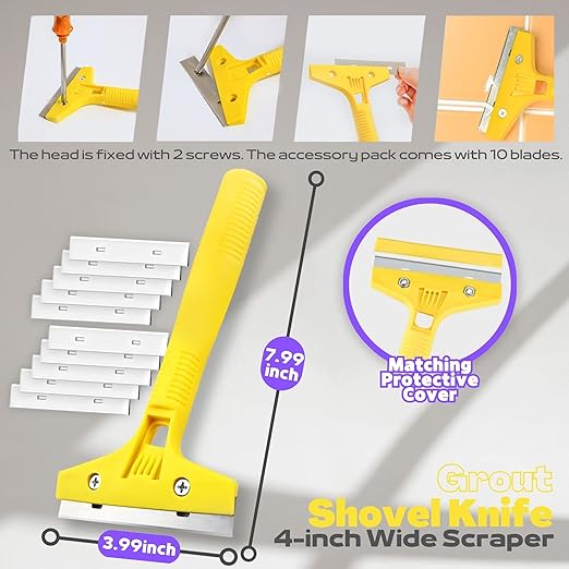 Grout Removal Tool Caulking Tools 24-in-1 Kit with Silicone Glass Glue Angle Scraper Grout Saw Blade Scraper Finishing for Kitchen Bathroom Window Sink Tile Joint - DIY Home Renovation Contractor Use