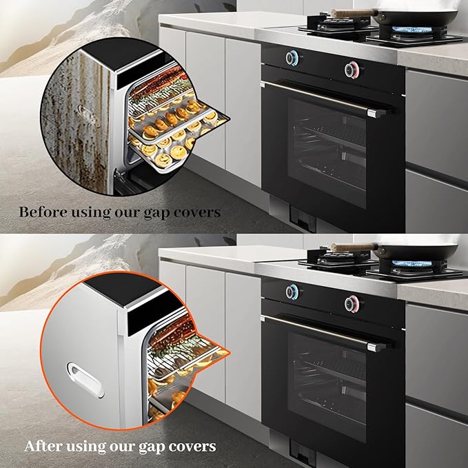 Silicone Stove Gap Covers 2 Pack, Heat Resistant Flexible Kitchen Silicone Gap Cover Filler Between Stovetop and Counter, 21 Inches Black