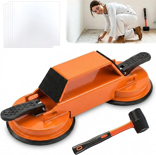 Floor Gap Fixer Tool 2026 New Heavy Duty Floor Gap Repair Tool with Enhanced Suction Cup & Mallet and 5pcs Sticky Pads for Laminate Vinyl Wood Tile Flooring (Orange)