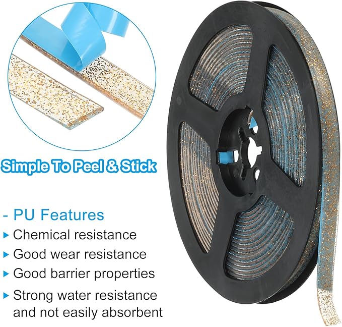 PATIKIL Caulking Trim Strip, 20 Ft Corner Peel and Stick Wall Molding Edging Waterproof Self-Adhesive Trim Caulk Strip for Ceiling Countertop Toilet Tile Tub, Rose Gold